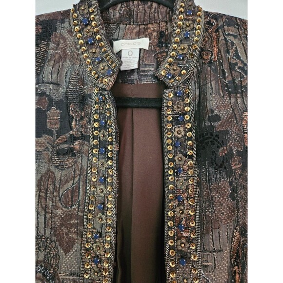 Chico’s Bejeweled Jacket Stunning Jewel Shireen 7/8 Sleeve Shimmery 0 Small 4 - Picture 3 of 9